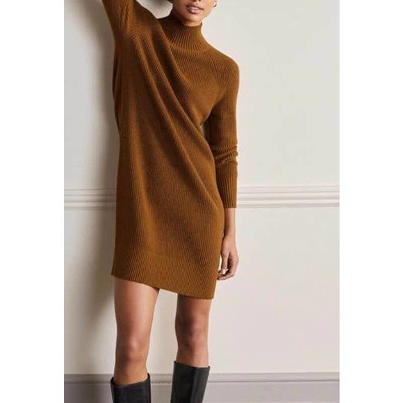 Boden Dresses & Skirts - Boden Women's Size 2 Light Brown Long Wool Sleeve Turtle Neck Sweater Mini Dress